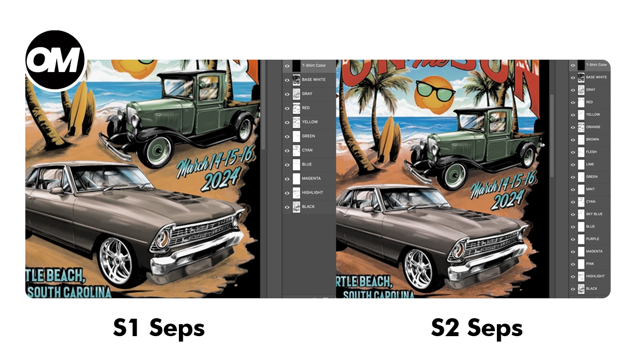 Simulated Process Screen Printing Separation — S1 and S2 in OmniSeps